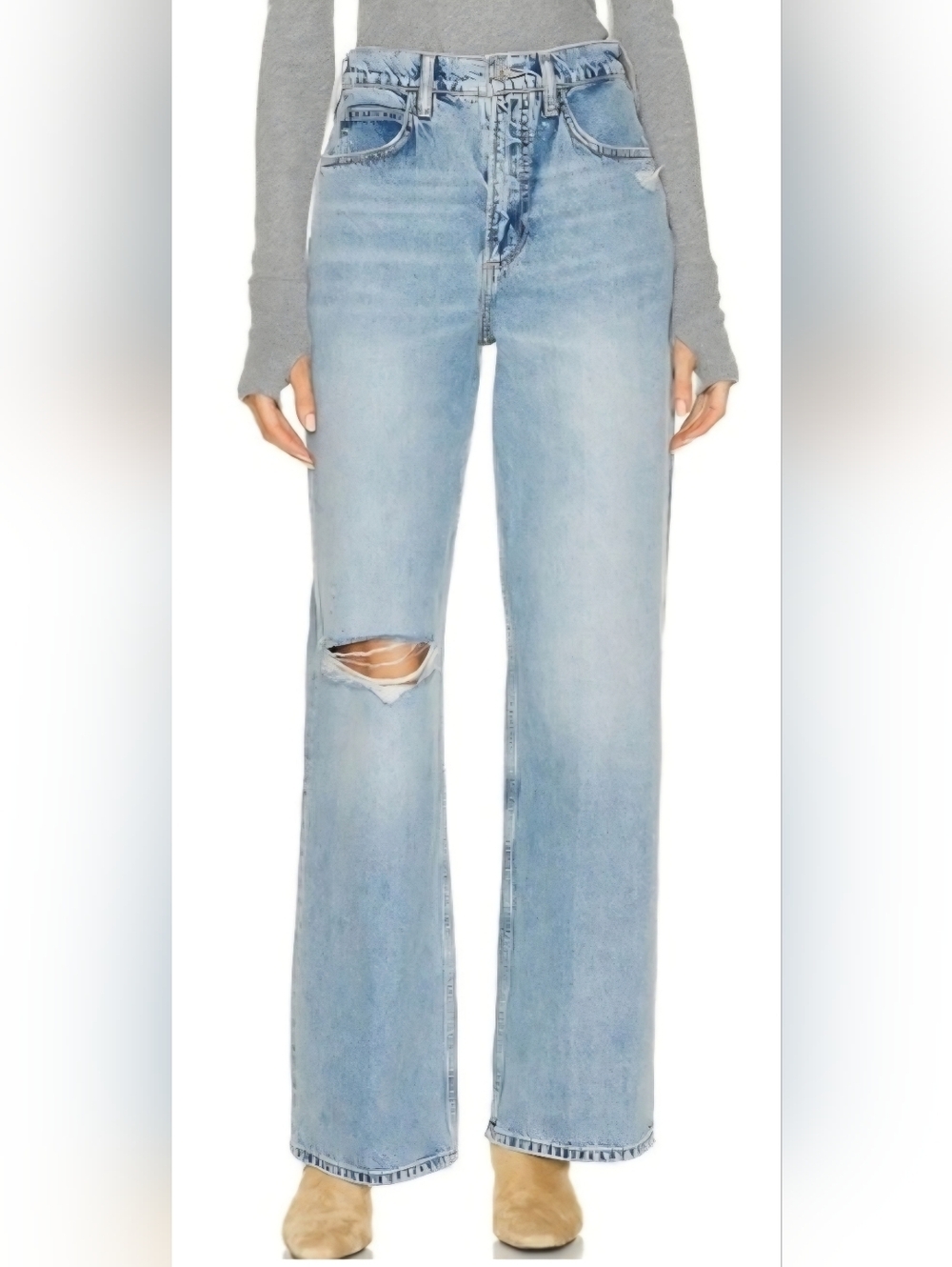 Frame Denim High 'N Tight Distressed Wide-Leg Jeans Size 27!